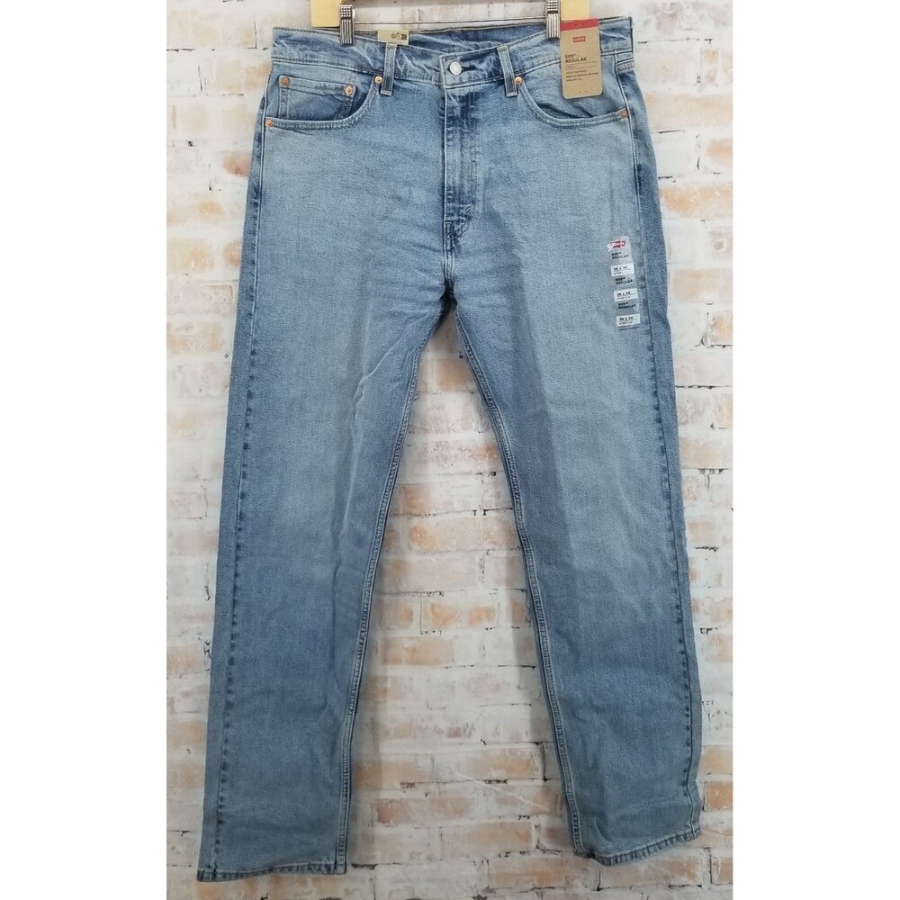 NWT Levi's 505 Regular Fit Clif Blue Jeans Men's 36W x 34L Stretch Straight Leg